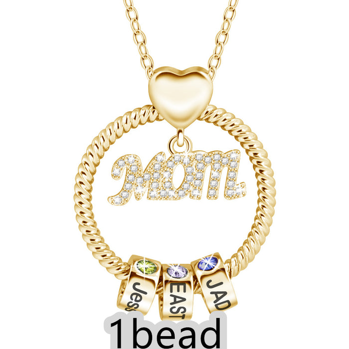 Mother's Day Gift Personalized Circle Pendant with Custom Beads Birthstone Pendant
