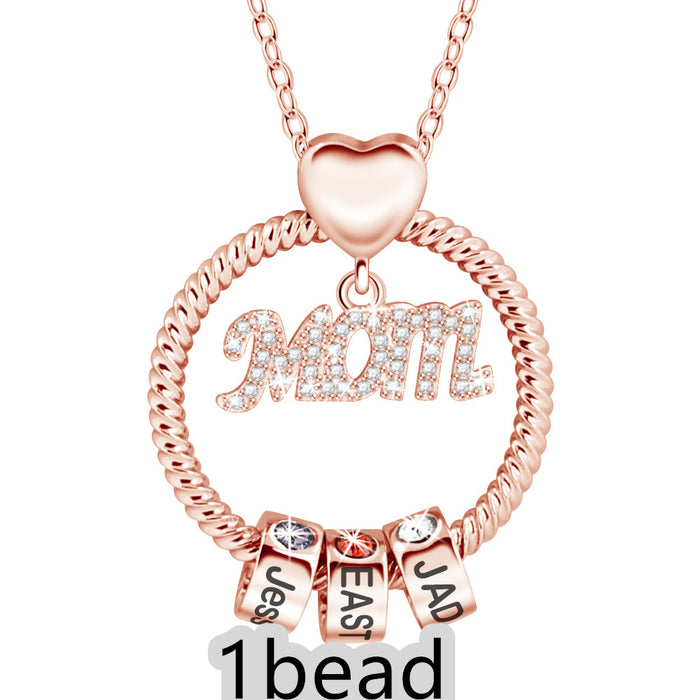 Mother's Day Gift Personalized Circle Pendant with Custom Beads Birthstone Pendant