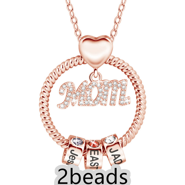 Mother's Day Gift Personalized Circle Pendant with Custom Beads Birthstone Pendant