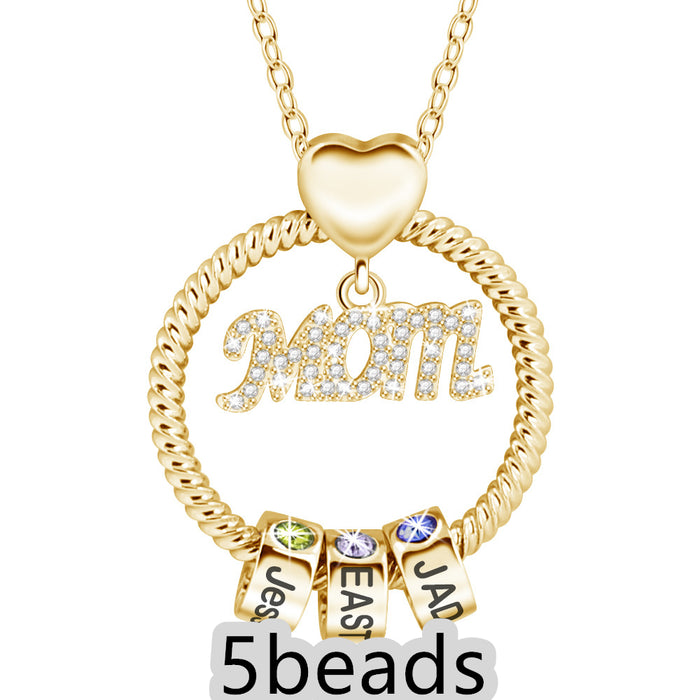 Mother's Day Gift Personalized Circle Pendant with Custom Beads Birthstone Pendant