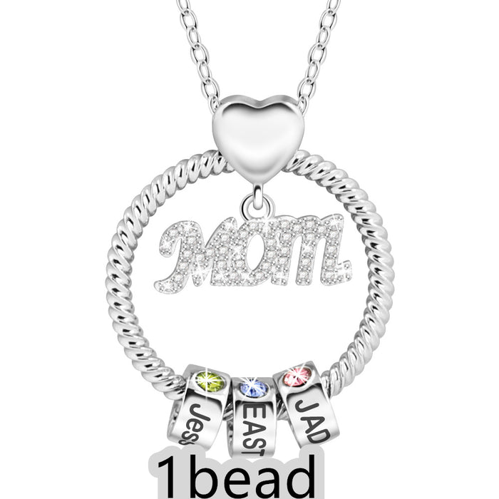 Mother's Day Gift Personalized Circle Pendant with Custom Beads Birthstone Pendant