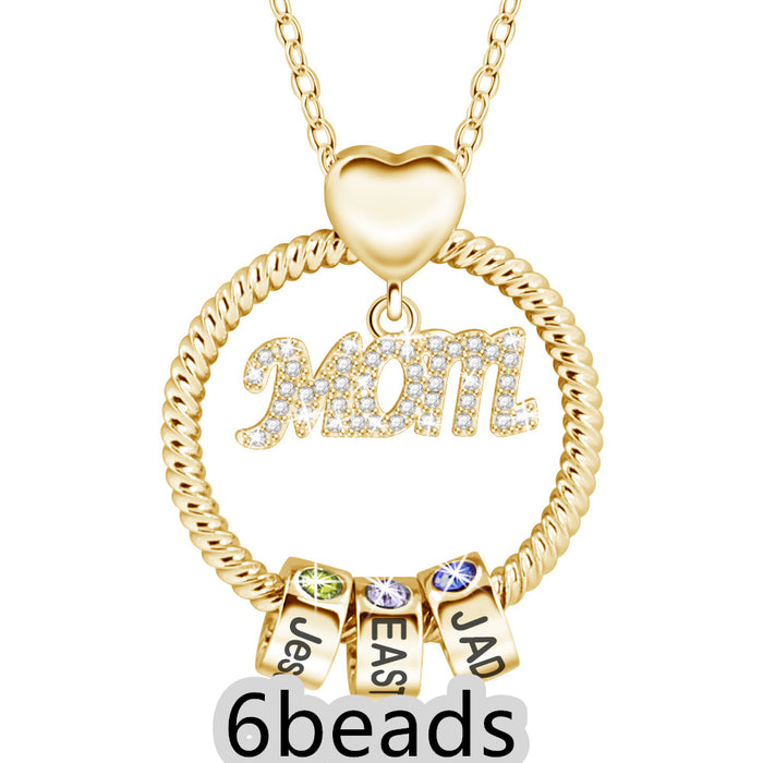 Mother's Day Gift Personalized Circle Pendant with Custom Beads Birthstone Pendant